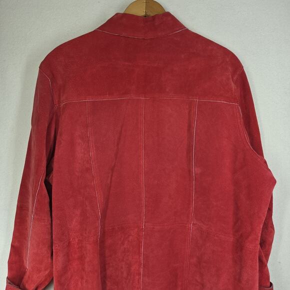 Vtg Nygard Collection Leather Shirt Jacket 16 Petite Womens Red Button Up - Picture 14 of 15